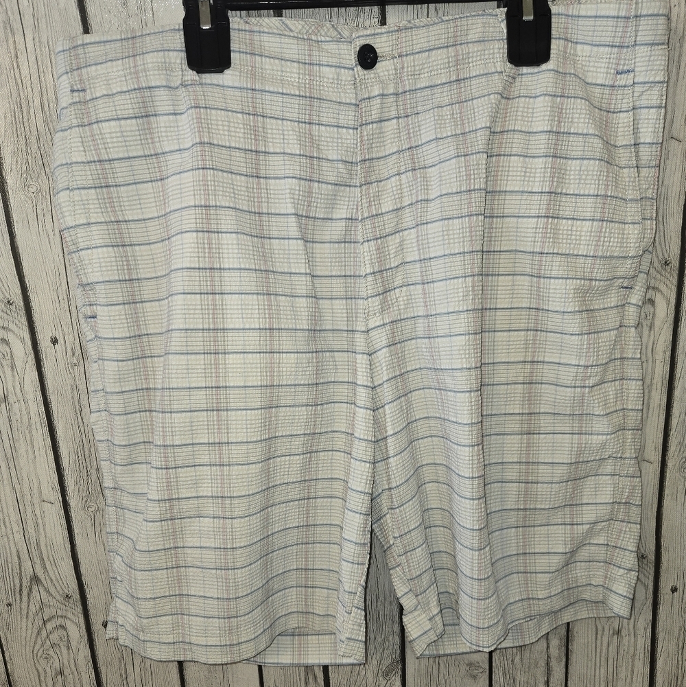Tommy Bahama Men’s Plaid Shorts Size 38 Blue Tan Lightweight Stretch